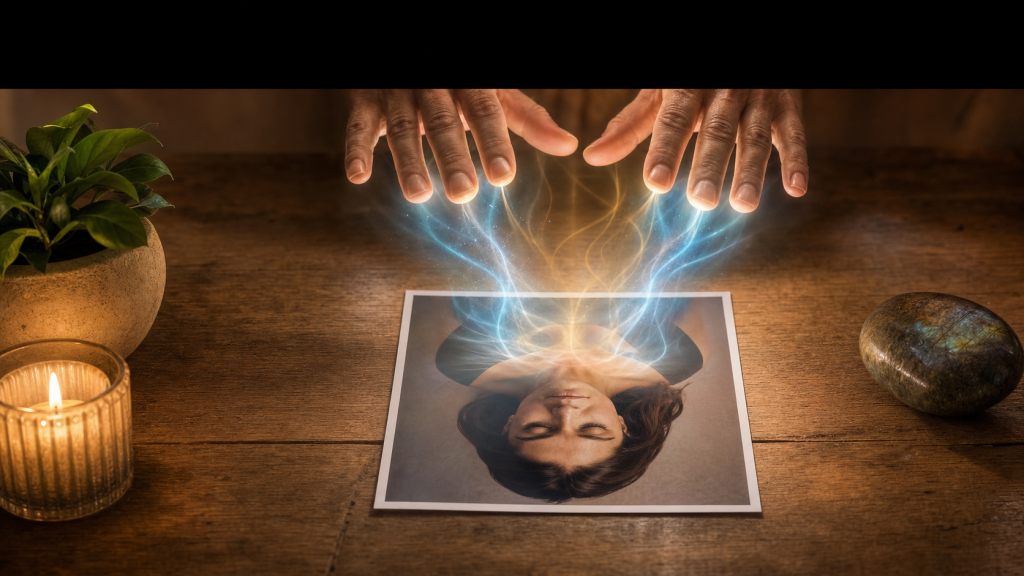 magnetiseur soin sur photo