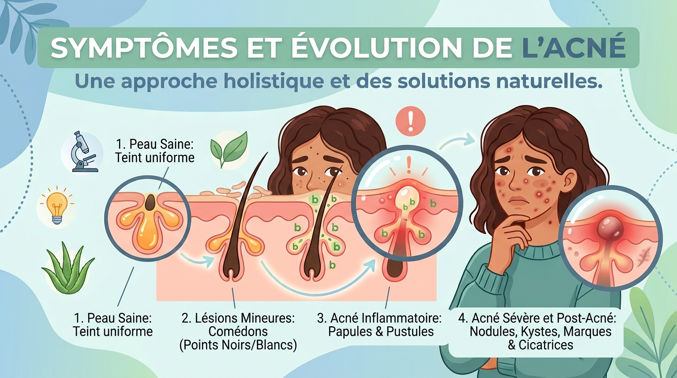 Symptomes et evolution de lacne